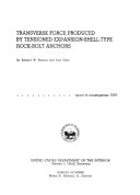 Read Pdf Transverse Force Produced by Tensioned Expansion shell type Rock bolt Anchors