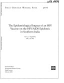 The Epidemiological Impact of an HIV Vaccine on the HIV AIDS Epidemic in Southern India
