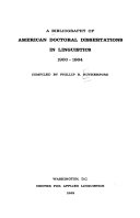 A Bibliography of American Doctoral Dissertations in Linguistics, 1900-1964