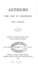 Anthems for use in churches, 3rd ed., ed. by F. Bishop
