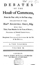 Debates of the House of Commons from 1667 to 1694