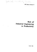 Role of Industrial Engineering in Productivity Book