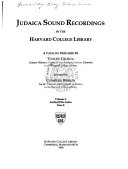 Judaica Sound Recordings In The Harvard College Library Author