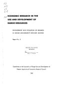 Economic Research in the Use and Development of Range Resources Book