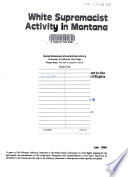 White Supremacist Activity in Montana Book