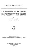 A Contribution to the Ecology of the Chironomidae of Costello Lake, Algonquin Park, Ontario