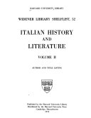 Widener Library Shelflist: Italian history and literature