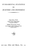 Fundamental Statistics for Business and Economics Book