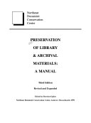 Preservation of Library   Archival Materials Book