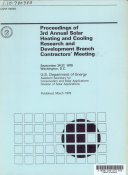 Proceedings of 3rd Annual Solar Heating and Cooling Research and Development Branch Contractors' Meeting, September 24-27, 1978, Washington, D, C.