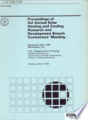 Proceedings of 3rd Annual Solar Heating and Cooling Research and Development Branch Contractors  Meeting  September 24 27  1978  Washington  D C 