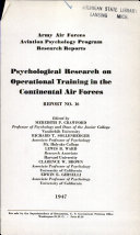 Psychological Research on Operational Training in the Continental Air Forces