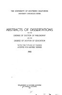 Abstracts of Dissertations for the Degree of Philosophy