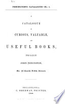 A Catalogue of Curious  Valuable  and Useful Books  for Sale by John Penington