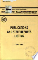 Publications and Staff Reports Listing   Office of Congressional and Public Affairs  Federal Energy Regulatory Commission