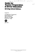 Guide for Teacher Preparation in Driver Education