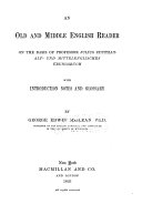 An Old and Middle English Reader on the Basis of Prof. Julius Zupitza's Alt- und Mittelenglisches Übungsbuch