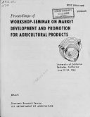 Proceedings of Workshop-seminar on Market Development and Promotion for Agricultural Products