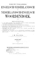 Nieuw volledig Engelsch Nederlandsch en Nederlandsch Engelsch woordenboek      Nederlandsch Engelsch   1892