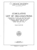 Cumulative List of Organizations, Contributions to which are Deductable Under Section 23 (o) and Section 23 (q) of the Internal Revenue Code and the Corresponding Sections of Prior Revenue Acts