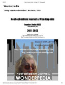 Wonderpedia of NeoPopRealism Journal, Today's Featured Articles, 2010-2013
