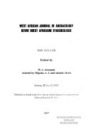 West African Journal Of Archaeology