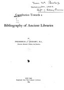 Contributions Towards a Bibliography of Ancient Libraries