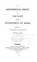 An Historical Essay on the Laws and the Government of Rome