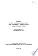 Report of the Commission of Inquiry Into Appropriate Agricultural Land Tenure Systems: Main report