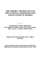 The Theory and Practice of Educational Administration and Planning in Nigeria