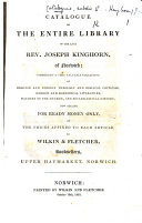 Catalogue of the entire library of ... Kinghorn, etc