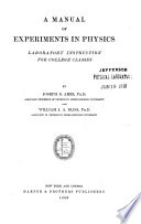 A Manual of Experiments in Physics Book