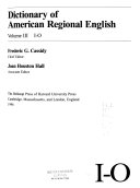 Dictionary of American Regional English  I O