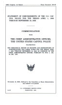 Statement of Disbursements of the U.S. Capitol Police for the Period April 1, 2005 Through September 30, 2005