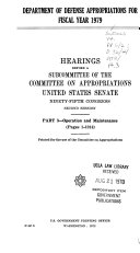 Department of Defense Appropriations for Fiscal Year 1979: Operation and maintenance