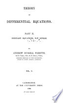 Theory of Differential Equations       vol  II III  Ordinary equations  not linear  1900