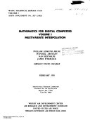 Mathematics for Digital Computers