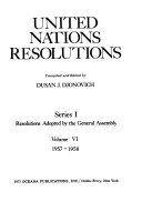Resolutions Adopted by the General Assembly: 1956-58