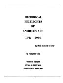Historical Highlights of Andrews AFB  1942 1989