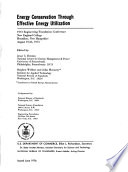 Energy Conservation Through Effective Energy Utilization Book