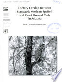 Dietary Overlap Between Sympatric Mexican Spotted and Great Horned Owls in Arizona Book