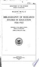 Bibliography Of Research Studies In Education
