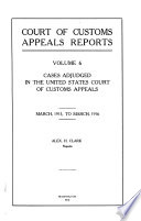 Court of Customs Appeals Reports Book