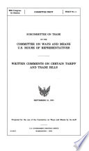 Written Comments on Certain Tariff and Trade Bills Book PDF