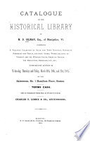 Catalogue Of The Historical Library Of M D Gilman 