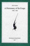 A Dictionary of Ila Usage, 1860-1960 Pdf/ePub eBook