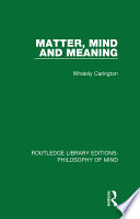 Matter  Mind and Meaning Book
