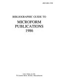 Bibliographic Guide to Microform Publications Book