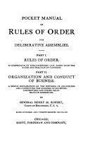 Pocket Manual of Rules of Order for Deliberating Assemblies    