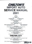 Chilton's Import Auto Service Manual